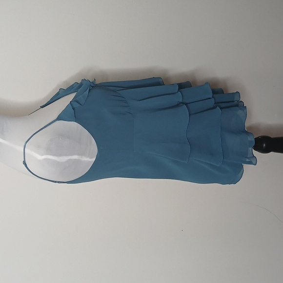 Bisou Bisou by Michele Bohbot teal ruffle spaghetti strap tank top size 8 - Picture 4 of 16